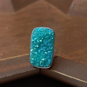 Teal Glitter Ring